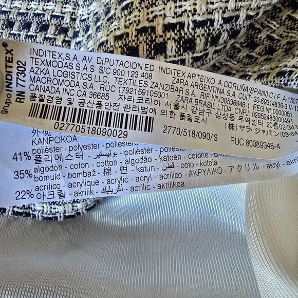 Zara Women's Black and White Tweed Jacket Size Small Preppy - Picture 8 of 9